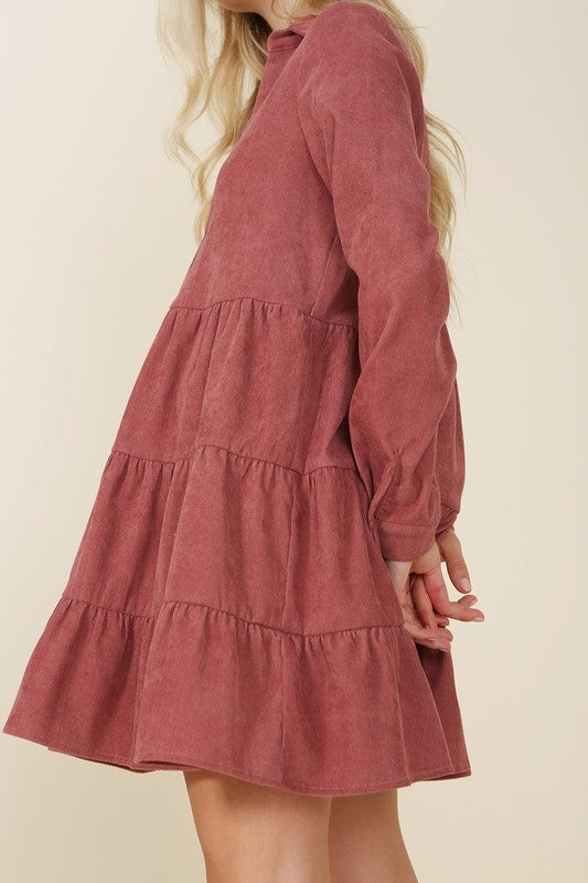 Corduroy tiered dress